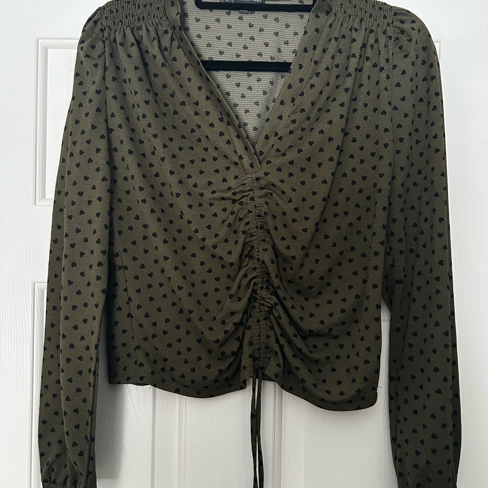 Adrianna Papell Olive Ruched Blouse